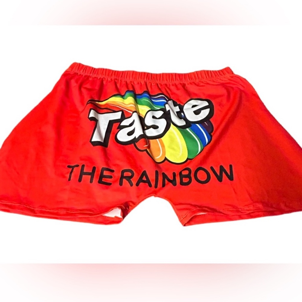 Red Athletic Shorts Graphic Design 1X Women’s unisex NEW run small Cute Rainbow